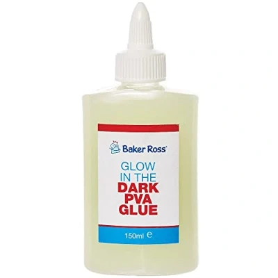 Image of Baker Ross FX130 Glow in the Dark PVA Glue 1 Bottle 150ml, for Kids and Adults Crafts, Paper, Card, Art Projects liquid Adhesive