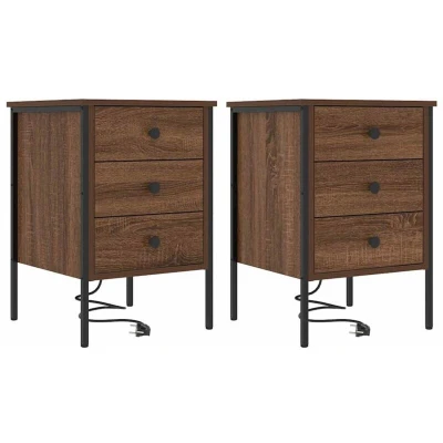 Image of Bedside Cabinets with Drawer 2 pcs Brown oak 42 x 41 61 cm vidaXL