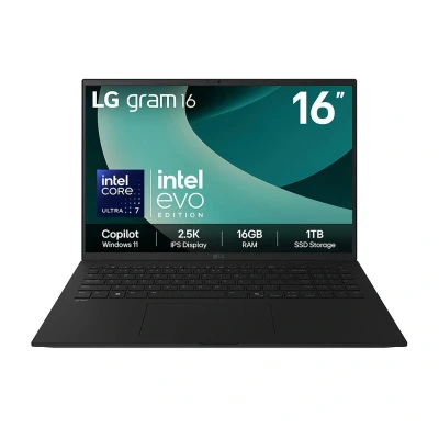 Image of LG gram 16 16Z90T G.AA78A1 16&quot; Laptop, Copilot Intel®Core Ultra 7, 1 TB SSD, Black, Black