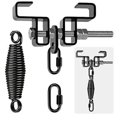 Image of Dolibest 9.4 17cm Punching Bag Hanger Heavy Beam Hardware Single Clamp Mounting Bracket Set 5mm Spring Carabiner for Indoor Outdoor Boxing Muay Thai Training, up to 900lbs