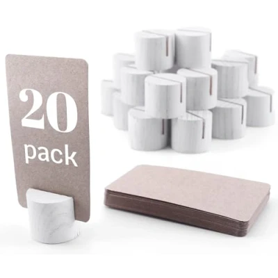 Image of 20 Pack Mini Wood Table Number Holders Place Card Holders, Dinner Name for Tables, Wooden Picture and Sign Holder (White)