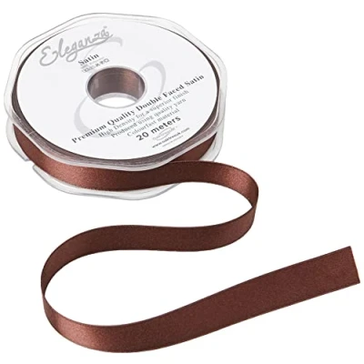 Image of ELEGANZA Double Faced Satin 15mm x 20m Chocolate No.58, 15 mm 20 m