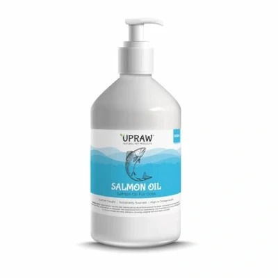 Image of Upraw Scottish Salmon Oil for Dogs, Cats, Horse Fish Food Treats Supplement Coat, Immune Support, Itchy Skin, Joint &amp; Brain Health contains Omega 3, 6 9 (500ml)