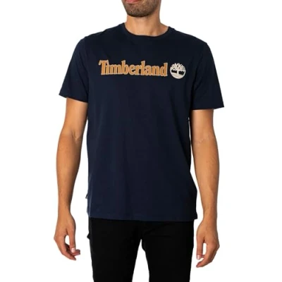 Image of Timberland Kennebec River Linear LOGO Short Sleeve Print Tshirt, Men&#039;s, Size: Small, Dark sapphire