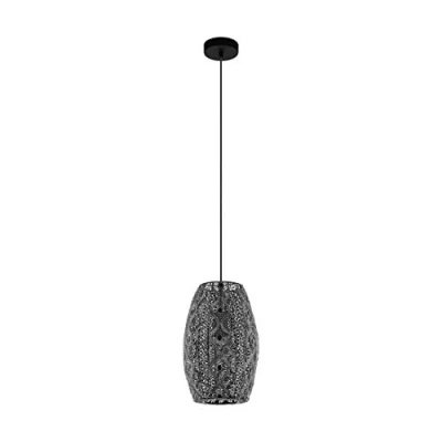 Image of EGLO Riyadh Pendant Light, 1 Bulb Vintage Oriental Boho Light Made of Steel in Black, Antique Dining Table Lamp, Living Room Lamp Hanging with E27 Socket