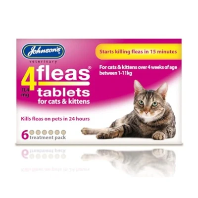 Image of Johnsons 4Fleas Cat &amp; Kitten Tablets 6 Pack