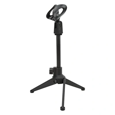 Image of Microphone Stand,Portable Desktop 20.5 27cm Adjustable Shockproof Detachable Tripod Mini Table Stand, Mic Stand Clip Holder,for Conference/Live Streaming