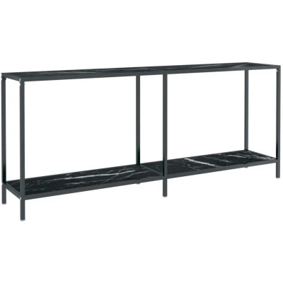 Image of vidaXL Console Table Black 180x35x75.5 cm Tempered Glass