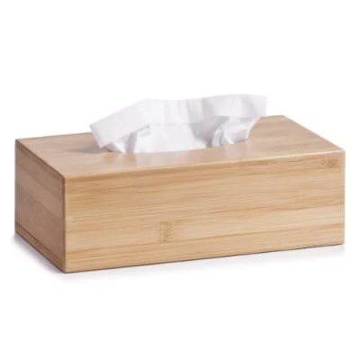 Image of Zeller 25305 Bamboo Tissue Box, Wood, 27.5 x 15.5 8.5 cm