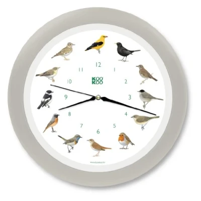 Image of KOOKOO Singvogel silk grey, singing birdclock includes 12 genuine original field recordings from native songbirds