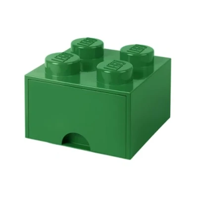 Image of LEGO Brick with 4 Knobs and 1 Drawer Green Storage Box for Toys Desk Drawers Office Supplies Stackable Home Decoration Toy
