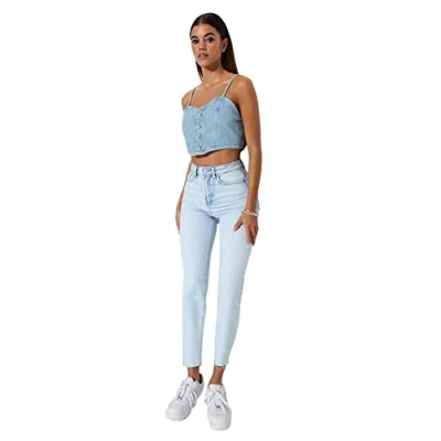 Image of Trendyol Women&#039;s Damen Gerade Mama Hohe Taille Jeans, Ecru, 10