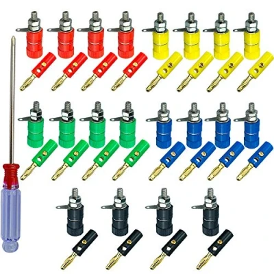 Image of QitinDasen 40Pcs Premium 4mm Banana Plug Socket Connector Kit: 20Pcs Nickel Plating + Binding Post Terminal, for Speaker, Audio/Video Receiver, Amplifiers Systems (5 Colors)