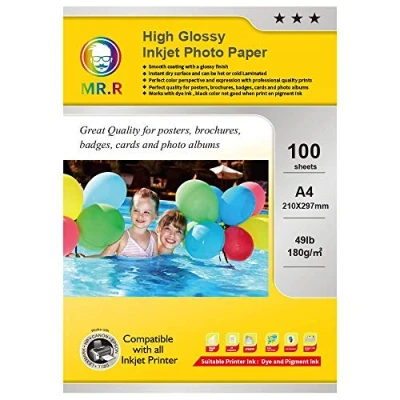 Image of MR.R Inkjet Photo Paper A4 210 x 297mm Glossy 100 Sheets 180gsm for Canon Hp Epson Printers