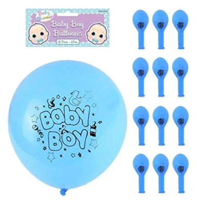Image of Henbrandt 9&quot; Baby Boy Blue Shower Balloons Pack of 12