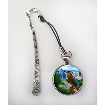 Image of Kingfisher Pendant On a Silver Coloured Design Bookmark Ideal Birthday Gift N752
