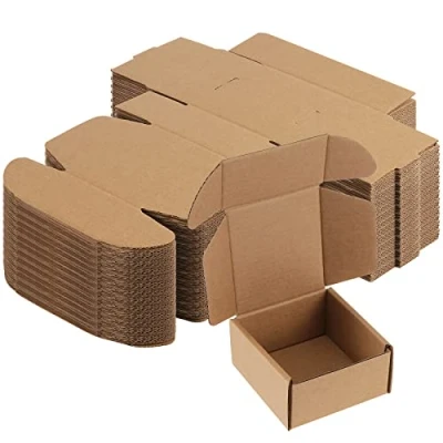 Image of JEUIHAU 100 Pack 10 x 5cm Packing Boxes, Small Parcel Postal Corrugated Cardboard Shipping Boxes for Moving, Packing, Mailing, (Brown)