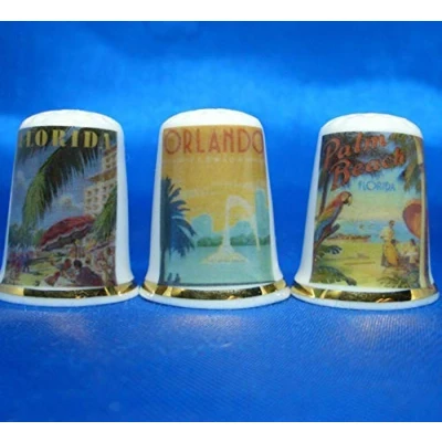 Image of Porcelain China Thimbles Set of Three Travel Posters Florida