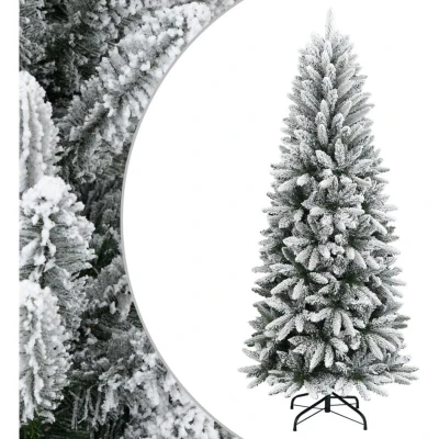 Image of vidaXL Artificial Christmas Tree with Flocked Snow 210 cm PVC&amp;PE