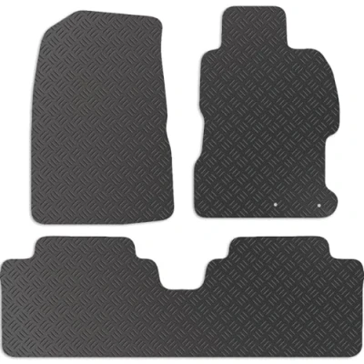 Image of Carsio Rubber Car Mats For Honda Civic 4dr 2000 2004 Tailored Fit Floor Mat Set Complete Accessory Black Custom Fitted All Weather &amp; Heavy Duty, Anti Slip Backing with Clips
