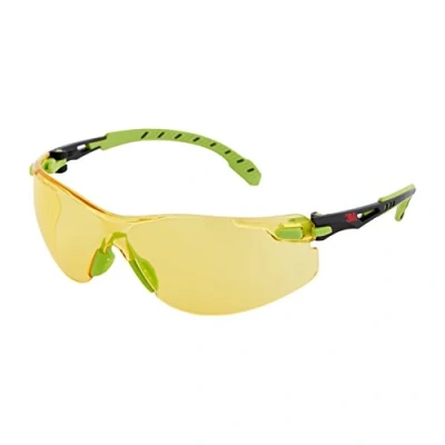 Image of 3M Solus Safety Glasses, Green/Black frame, Scotchgard Anti Fog, Amber Lens, S1203SGAF EU