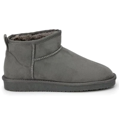 Image of Polar Women Boots Slippers Faux Suede, Flexible Waterproof Anti Slip Rubber Sole With Memory Foam, Fur Lined On Slippers, Ladies Walking shoes for Indoor &amp; Outdoor Grey UK 5