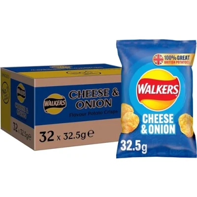 Image of Walkers Cheese &amp; Onion Crisps 32x32.5g (wholesale Box)