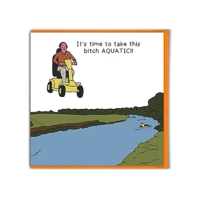 Image of Brainbox Candy Funny Birthday Card &#039;Aquatic Mobility Scooter&#039; Otherwhats Hilarious Illustration Cartoonist Silly Cheeky Cards For Him Her Men Women Friends Mates