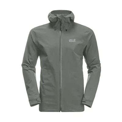 Image of Jack Wolfskin Highest Peak Men&#039;s Rain Jacket M Waterproof and Windproof Comfortable, Gecko Green, XXL