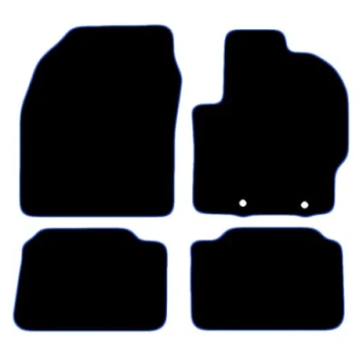 Image of Carsio Carpet Car Mats For Toyota Yaris Hybrid 2020+ Tailored Fit Floor Mat Set Complete Accessory Black Custom Fitted All Weather, Anti Slip Backing &amp; Blue Trim