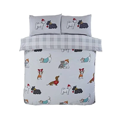 Image of Rapport Home Winter Tails Christmas Duvet Cover Set, Polycotton, Multi, King