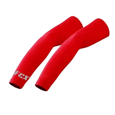 Image of Cycling Arm Warmer Sleeves Outdoor UV Sun Protection Sports Running Driving Unisex (Red, S M)
