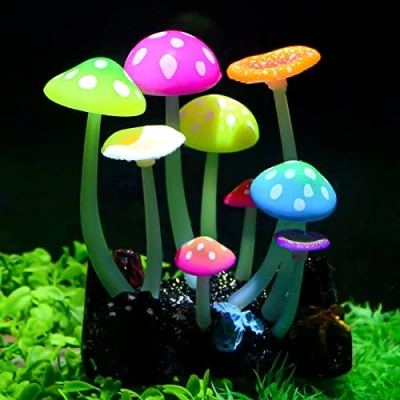 Image of Uniclife Glowing Effect Artificial Mushroom Aquarium Plant Decor Ornament Decoration for Fish Tank Landscape
