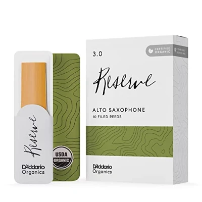 Image of D’Addario Woodwinds Organic Reserve Alto Saxophone Reeds Sax Individually Sealed Filed, Strength 3.0, 10 Pack