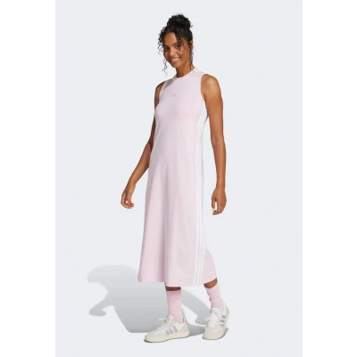 Image of adidas Sportswear Essentials 3STRIPES LONG Racerback Jersey dress Clear pink white, Women&#039;s, Size: XS, white