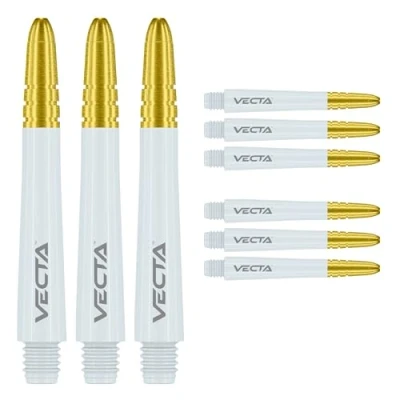 Image of WINMAU Dart Shaft Vecta Polycarbonate Stems 1 Set per pack (3 Darts Shafts in total) Professional Accessories White and Gold Medium