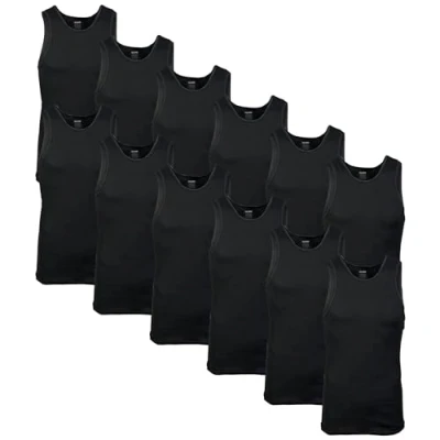 Image of Gildan Men&#039;s A Shirt Tanks, Multipack, Style G1104, Black (12 Pack), S