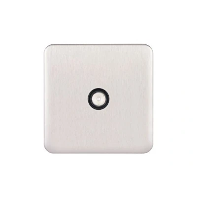 Image of Schneider Electric Lisse Screwless Deco Single TV/FM Aerial Socket, 240V, GGBL7010BSS, Stainless Steel with Black Insert