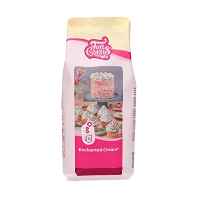 Image of FunCakes Mix for Enchanted Cream Easy to Use, Very Light and Fluffy Snow White Cream, Perfect Filling Covering Cakes or as a Topping on Cupcakes, Halal, 900 g.