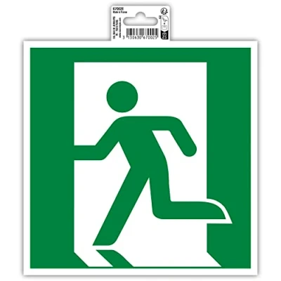 Image of Exacompta Ref 67002E Self Adhesive Company Signage Evacuation to the left Sign 20cm in Size Essential for Company, Business &amp; Commercial Needs