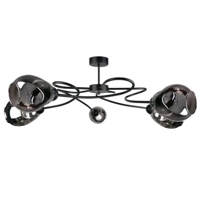 Image of Zahra Multi Arm Semi Flush Ceiling Light Black, 67cm, 5x E27