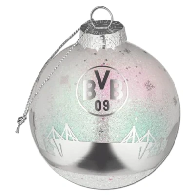 Image of Borussia Dortmund Unisex Adult BVB Skyline Christmas Tree Bauble, Silver, One Size