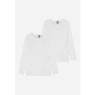Image of Petit Bateau TEE 2 PACK Unisex Long sleeved top for kids, Size: 3y, White