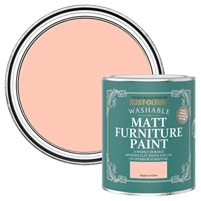 Image of Rust Oleum Peach Furniture Paint in Matt Finish Happy as a Clam 750ml