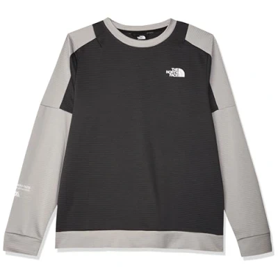 Image of THE NORTH FACE Men&#039;s Crew Fleece T Shirt, Meld Grey Asphalt TNF Black, M