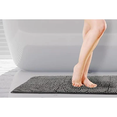 Image of Emma Barclay Noodle Soft Touch Non Slip Bathroom Rug in Graphite Bath Mat 45x75cm