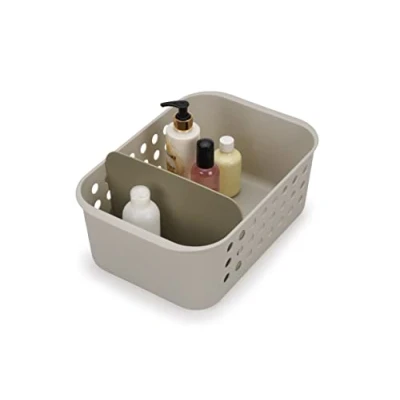 Image of Joseph EasyStore Bathroom essentials Storage Basket Organiser with Moveable Divider Large, Ecru