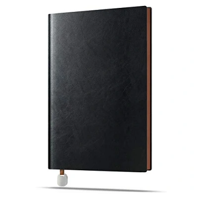 Image of KKDragon Notebook A5 Lined Notepad 224 Pages Soft Cover PU Leather Black