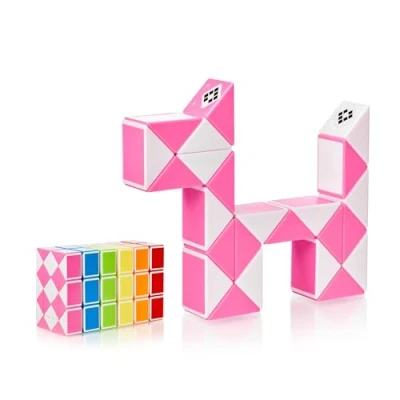 Image of CUBIDI® Magic Snake Cube Fidget Toy for Kids Travel Toys Ages 4 8 Great Gift Boys and Girls Birthday, Christmas, Stocking Stuffers 24 Blocks 2,2x1,7 cm Blue