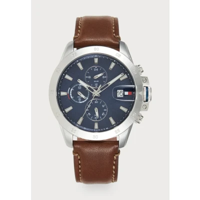 Image of Tommy Hilfiger Jameson Chronograph watch brown/silvercoloured/blue, Men&#039;s, Size: One Size, Brown/silver/coloured/blue